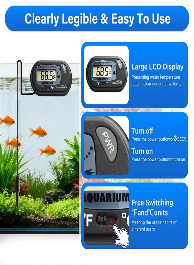 Novique Digital Aquarium Thermometer Fish Tank Thermometer Test with Large LCD Display Fahrenheit/Celsius(℉/℃) for Aquarium Reptile Terrarium Turtle Tank - Image 4